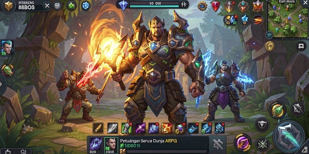 Tangkapan layar gameplay <strong>88BOS</strong> menampilkan aksi pertempuran yang mendebarkan.