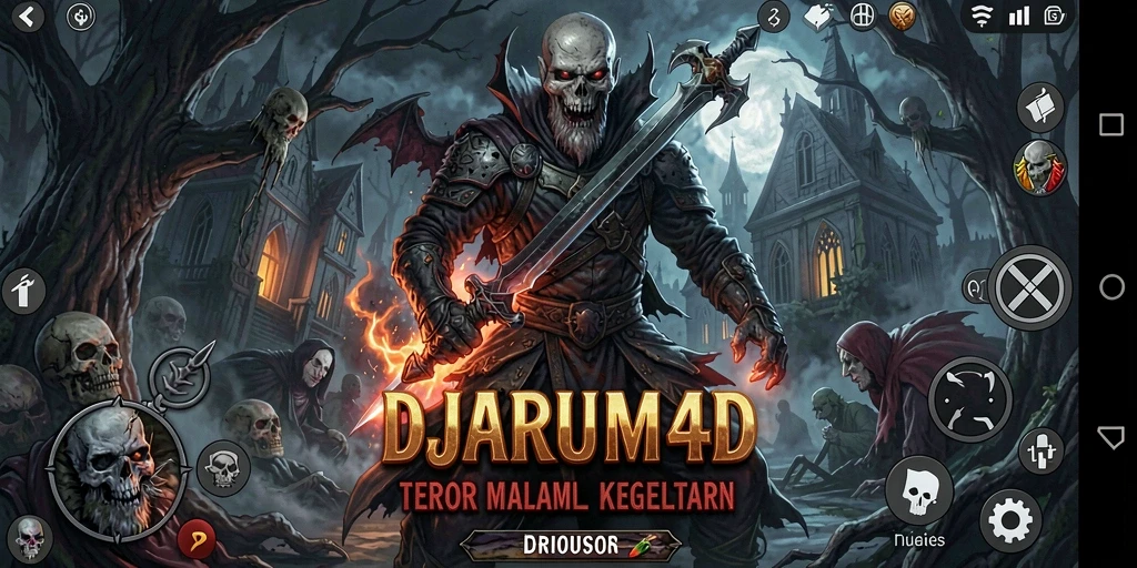 Screenshot menunjukkan gameplay menegangkan DJARUM4D di lingkungan yang menyeramkan.