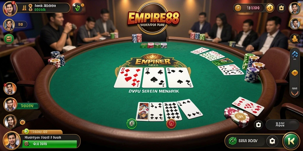 Tampilan gameplay seru dari EMPIRE88 dengan aksi poker yang mendebarkan.