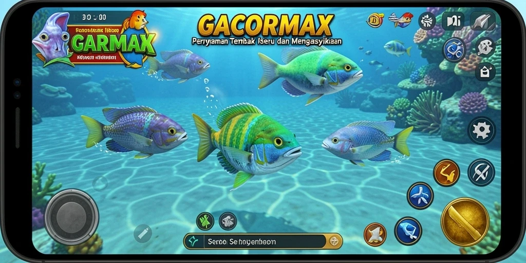 Screenshot utama GACORMAX yang menampilkan aksi menembak ikan.