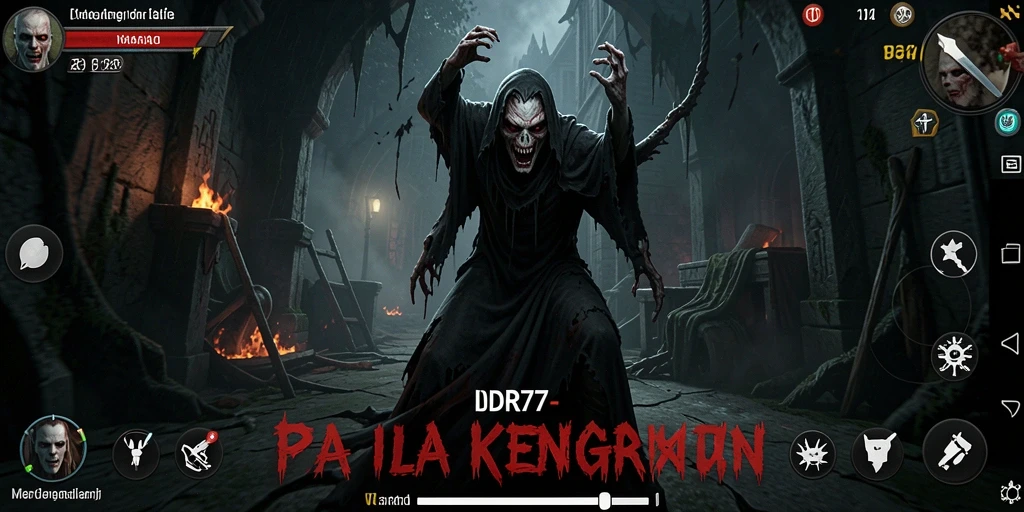 Screenshot permainan IDR77 menghadirkan suasana Horror yang mencekam.
