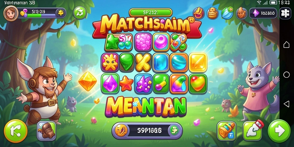 Screenshot gameplay SP212 menampilkan keseruan mencocokkan objek dalam permainan Match-3.