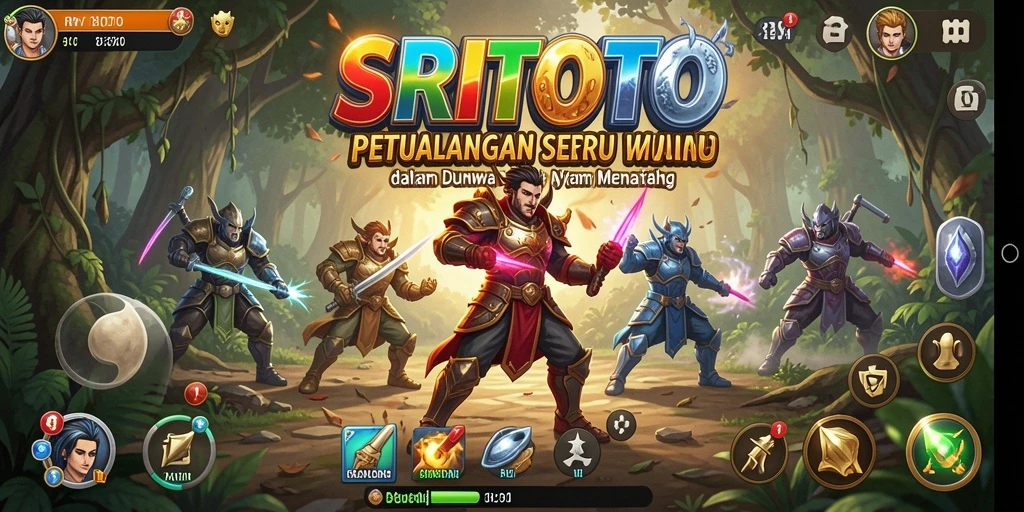 Screenshot gameplay SRITOTO menampilkan petualangan yang mendebarkan dan berwarna.