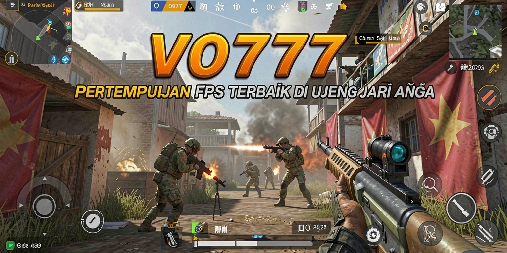 Gambaran aksi mendebarkan dalam VO777 dengan gameplay FPS yang intens.